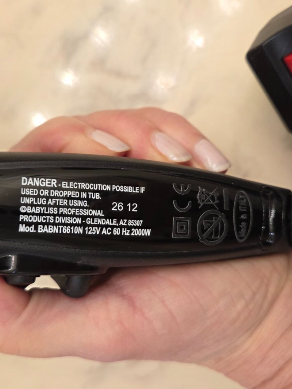 BaByliss PRO Portofino Nano Titanium Italy Made Professional Powerful Hair Dryer - Picture 7 of 14